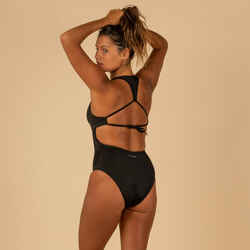 WOMEN’S SURFING ONE-PIECE SWIMSUIT WITH DOUBLE BACK ADJUSTMENT AGATHA - BLACK