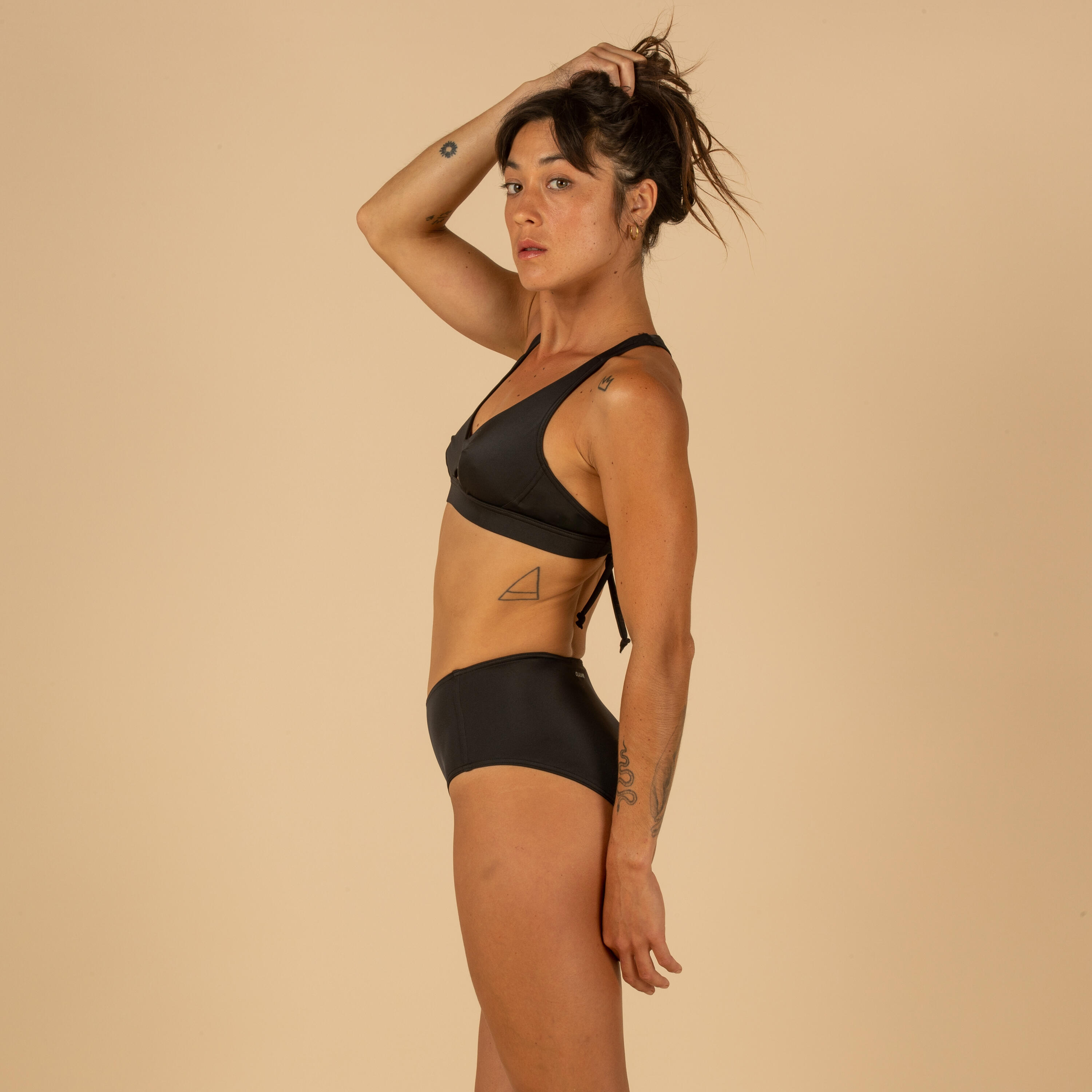 Women's double back adjustable swimsuit crop top AGATHA BLACK 4/6