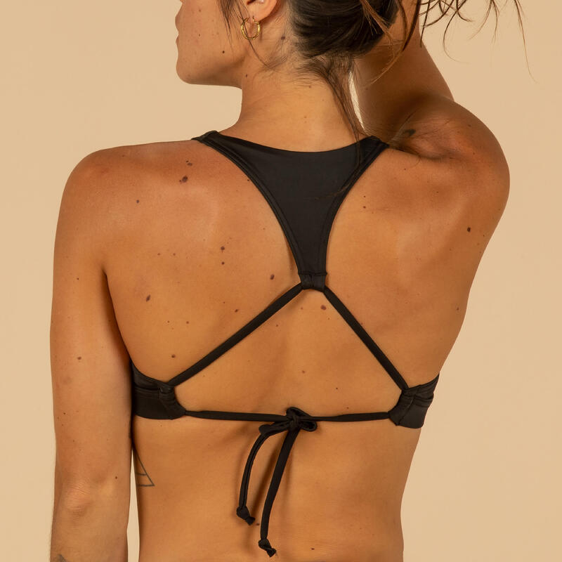 Bikini-Oberteil Bustier Agatha Surfen Rücken doppelt verstellbar Damen schwarz