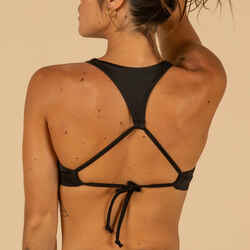 Women's double back adjustable swimsuit crop top AGATHA BLACK