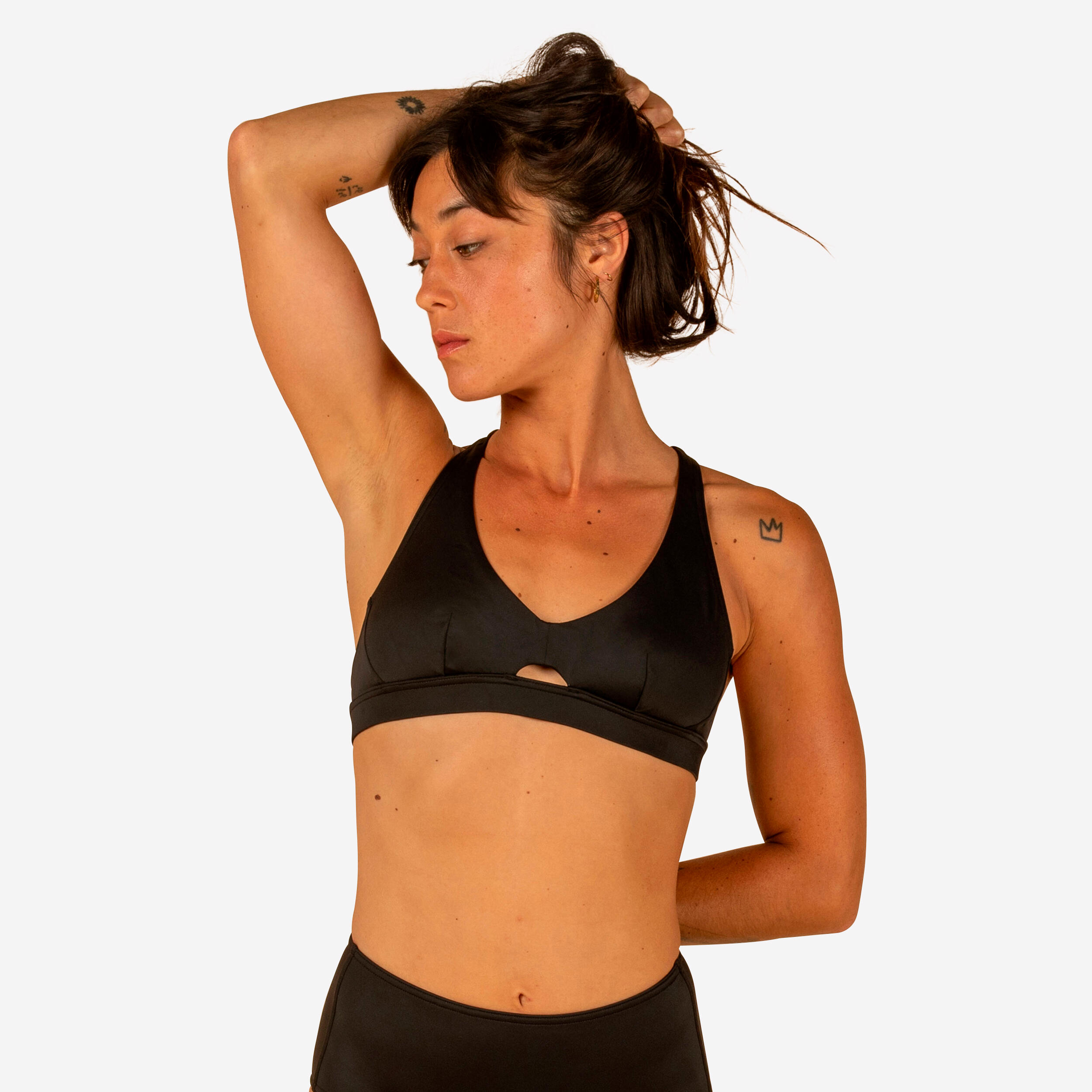 Decathlon | Costume top surf donna AGATHA doppia regolazione nero |  Olaian