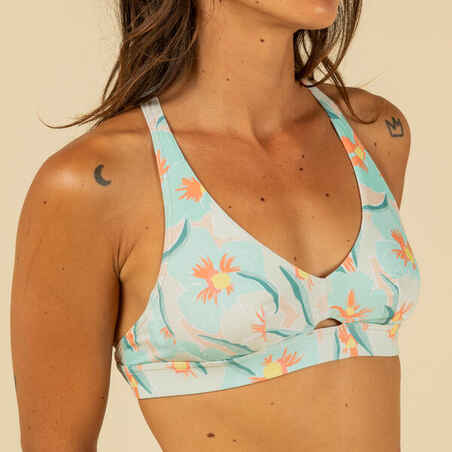 Top bikini Mujer surf deportivo espalda ajustable verde