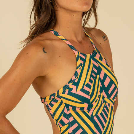 WOMEN'S ONE-PIECE SURFING SWIMSUIT WITH X-BACK ANDREA SURF WITH REMOVABLE CUPS