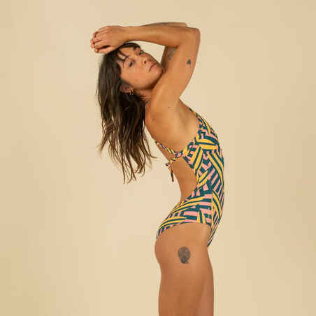 Bañador Mujer surf espalda multiposición amarillo