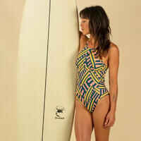 WOMEN'S ONE-PIECE SURFING SWIMSUIT WITH X-BACK ANDREA SURF WITH REMOVABLE CUPS