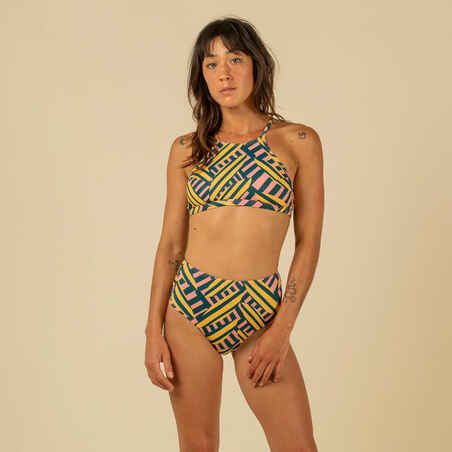 Top bikini Mujer surf deportivo cuello halter estampado