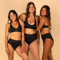 Braguita bikini Mujer surf alta negro. Disponible en talla grande