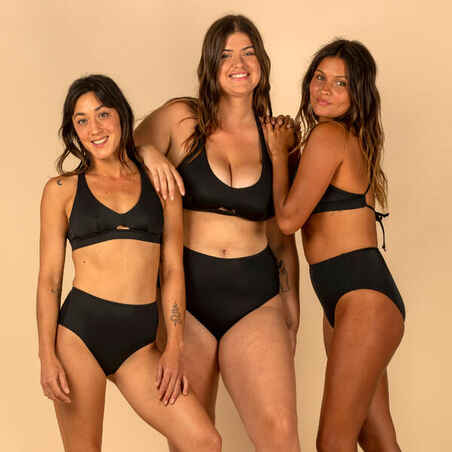 Braguita bikini Mujer surf alta negro. Disponible en talla grande