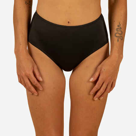 Panty de bikini con tiro alto de surf para mujer Olaian negro