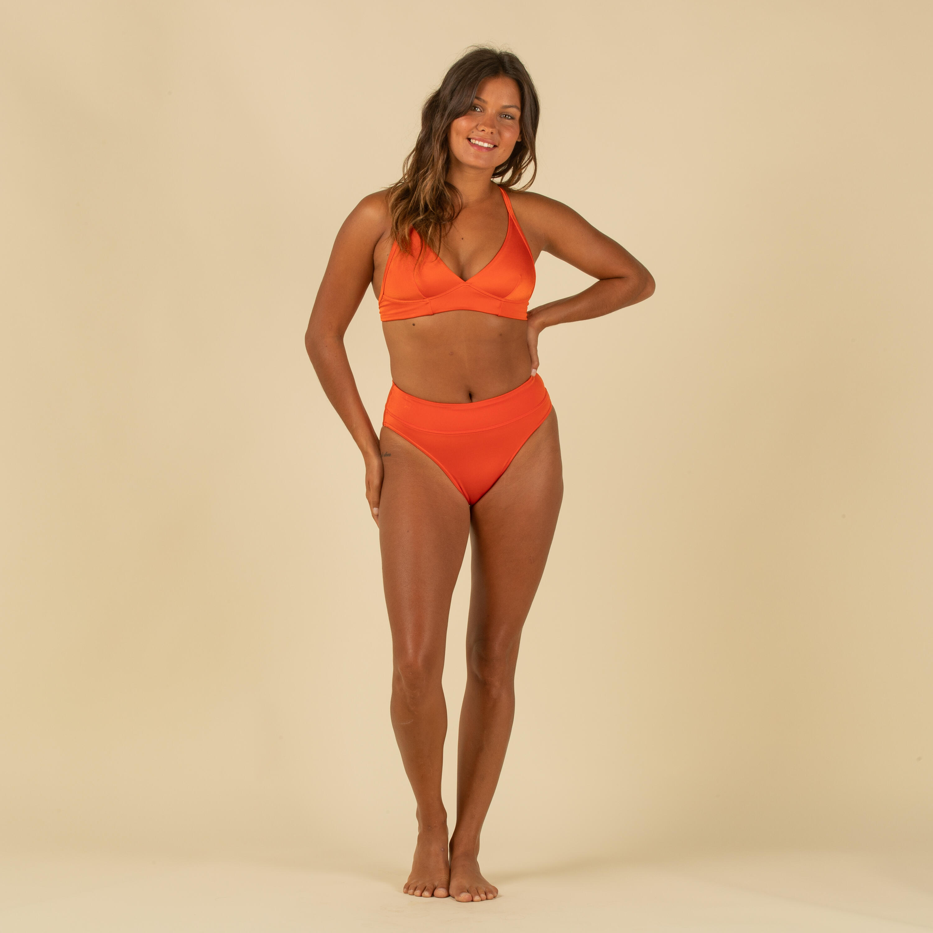 WOMEN'S BIKINI TOP WITH DOUBLE-ADJUSTABLE BACK BEA ORANGE 5/8