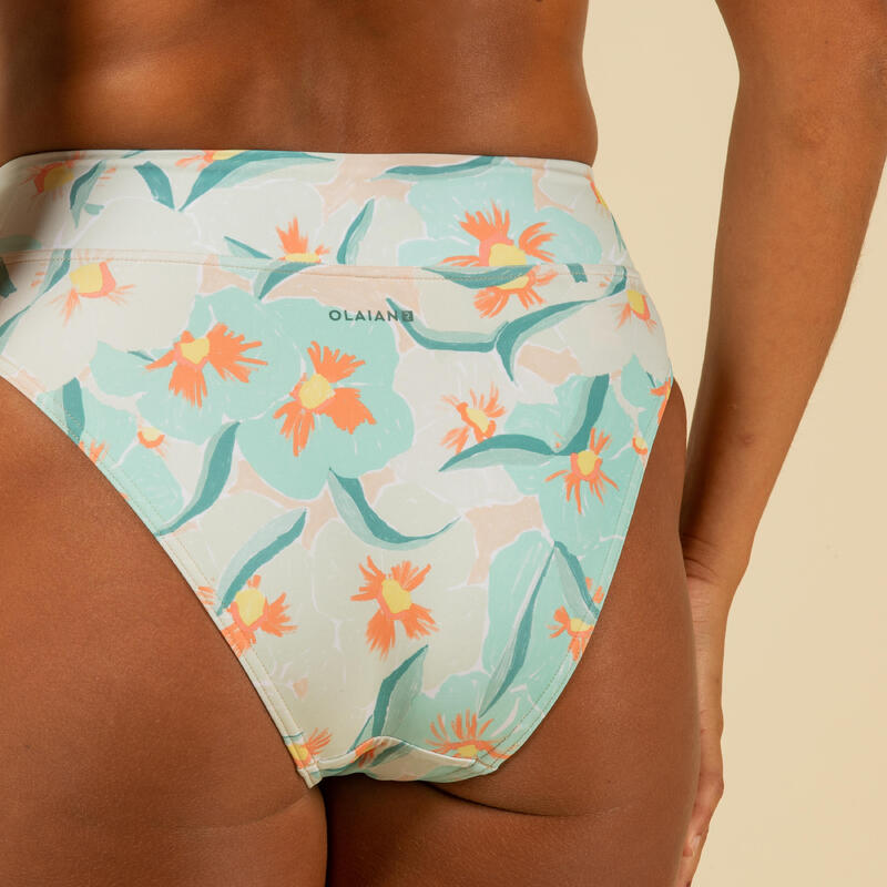 Bikinibroekje met hoge taille voor surfen dames Nora anemonen