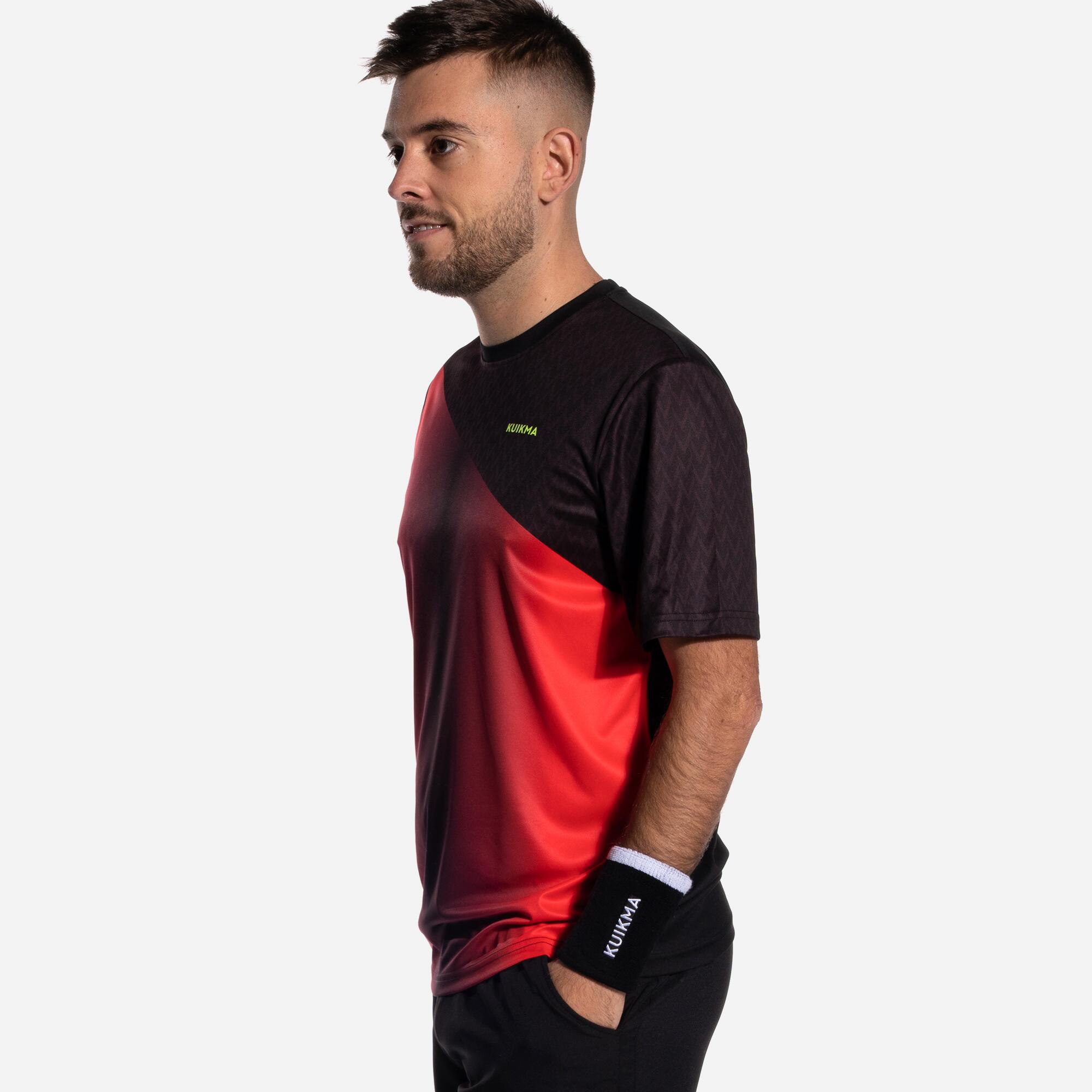 Men's Short-Sleeved Breathable Padel T-Shirt 500 - Red & Black 3/5