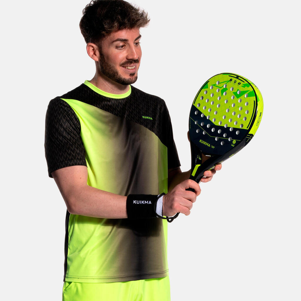 Men's Short-Sleeved Breathable Padel T-Shirt 500 - Yellow & Black