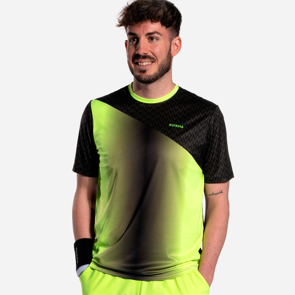 Ανδρικό διαπνέον κοντομάνικο t-shirt για padel 500 - κίτρινο & μαύρο