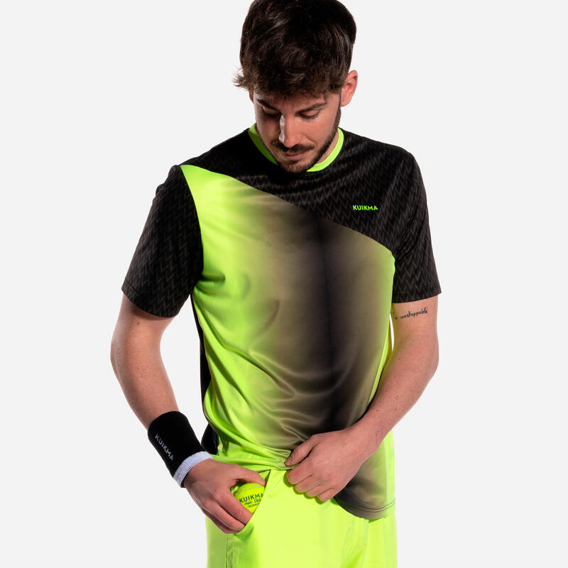 T-shirt de padel respirável - 500 Homem amarelo preto