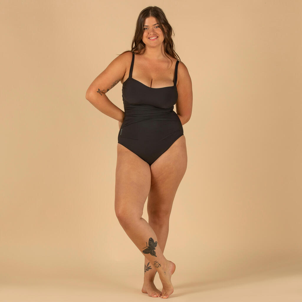Sieviešu kopējais peldkostīms ar plakanā vēdera efektu “Dora”, melns