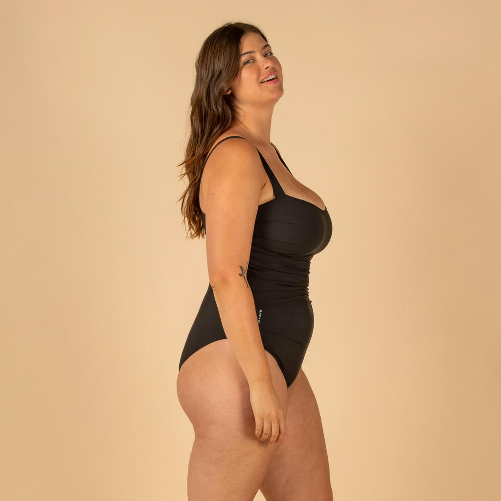 Sieviešu kopējais peldkostīms ar plakanā vēdera efektu “Dora”, melns