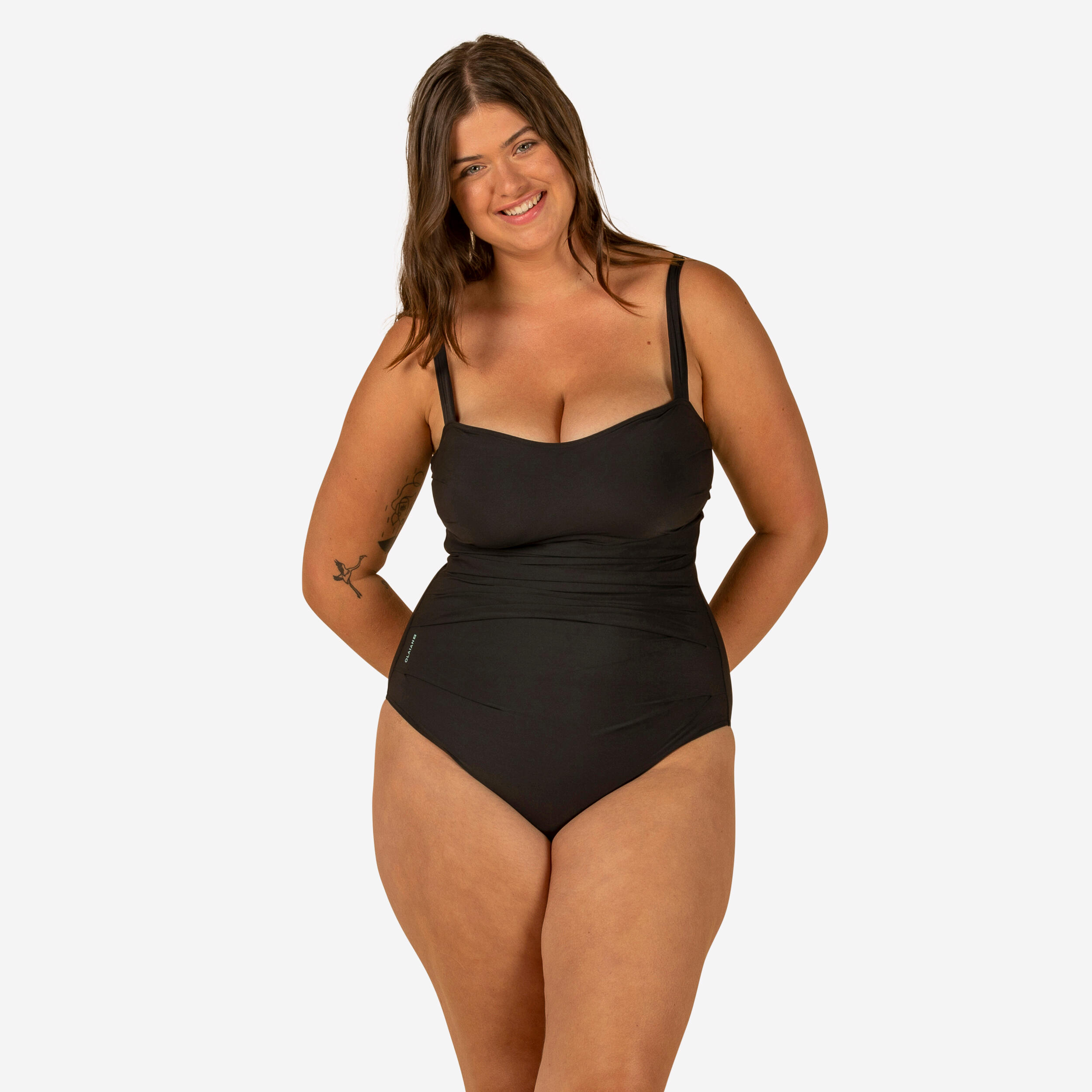 Dora Women's One-Piece Body-Sculpting Swimsuit with Flat Stomach Effect - Black 1/5