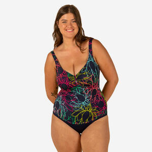 Bañador Mujer reductor azul flores. Disponible talla grande
