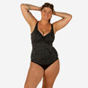 Women Surfing One Piece Swimsuit Polka Dots Black