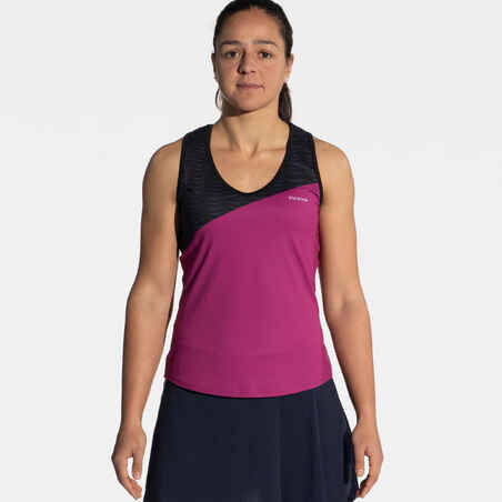 Vijolična ženska majica brez rokavov za padel tenis 900 