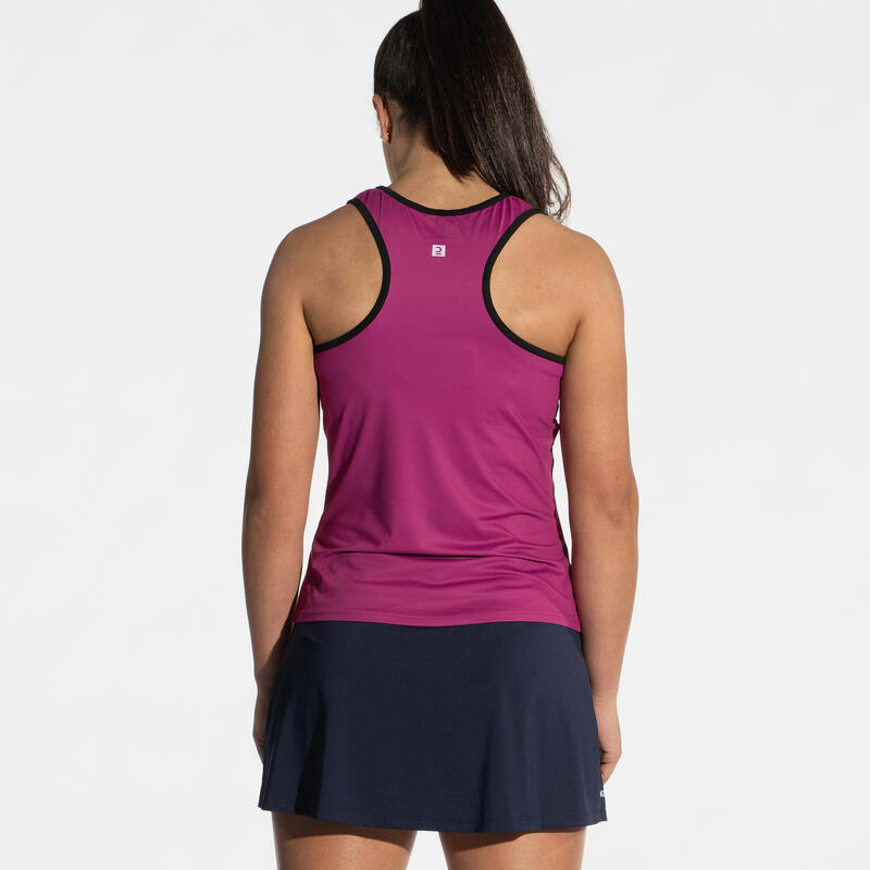 Camiseta sin mangas técnica y transpirable de pádel mujer-900 Violeta