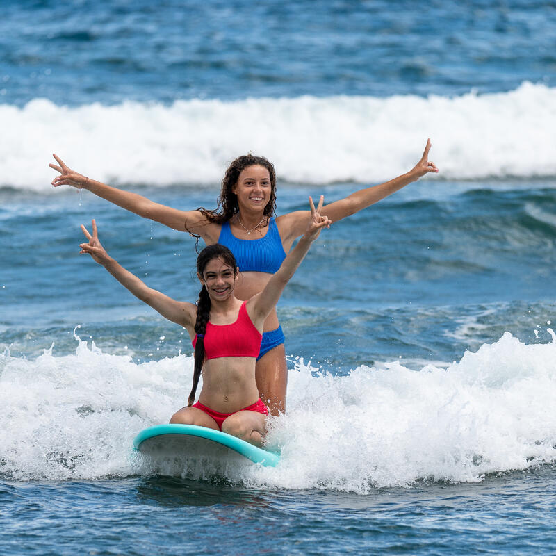Bikinitop voor surfen meisjes Lana 500 gestructureerde stof lavendel