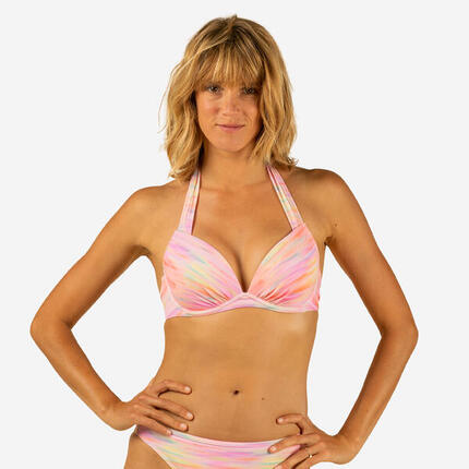 Top bikini Mujer push up relleno fijo aros multicolor florido