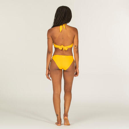 Haut de maillot de bain femme push up avec coques fixes ELENA UNI JAUNE côtelé