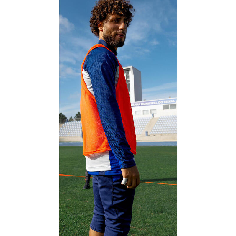 Trainingsshirt met halve rits voor voetbal CLR blauw en grijs