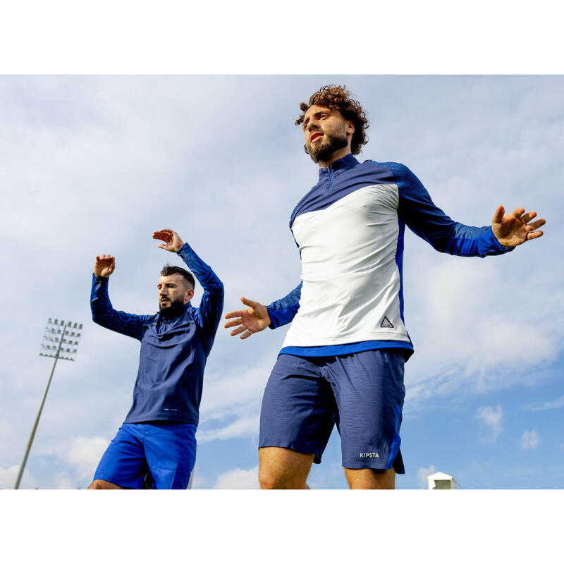 Camisola de Futebol 1/2 Fecho CLR Azul e Cinzento