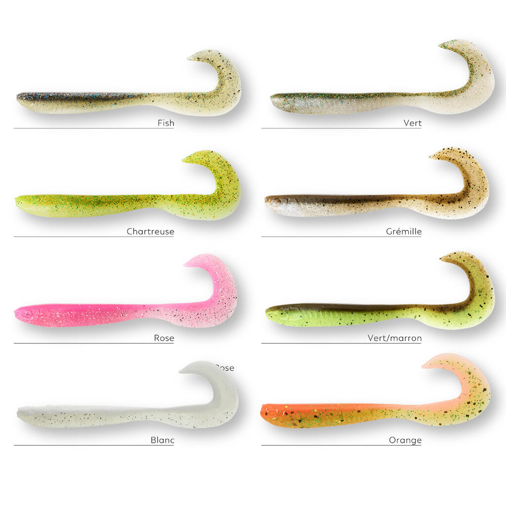 SOFT GRUB LURE WITH WXM YUBARI GRB 60 ATTRACTANT GREEN BROWN