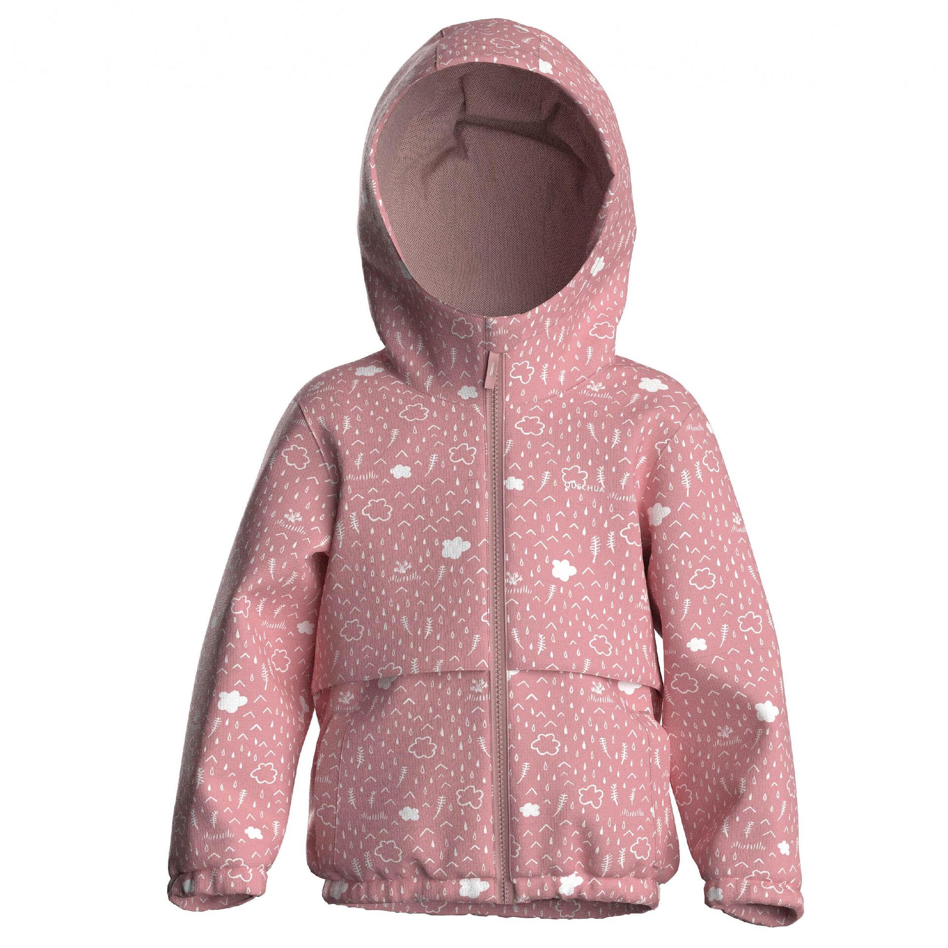 Kids' waterproof hiking jacket, 2-6 years, MH500 Pink