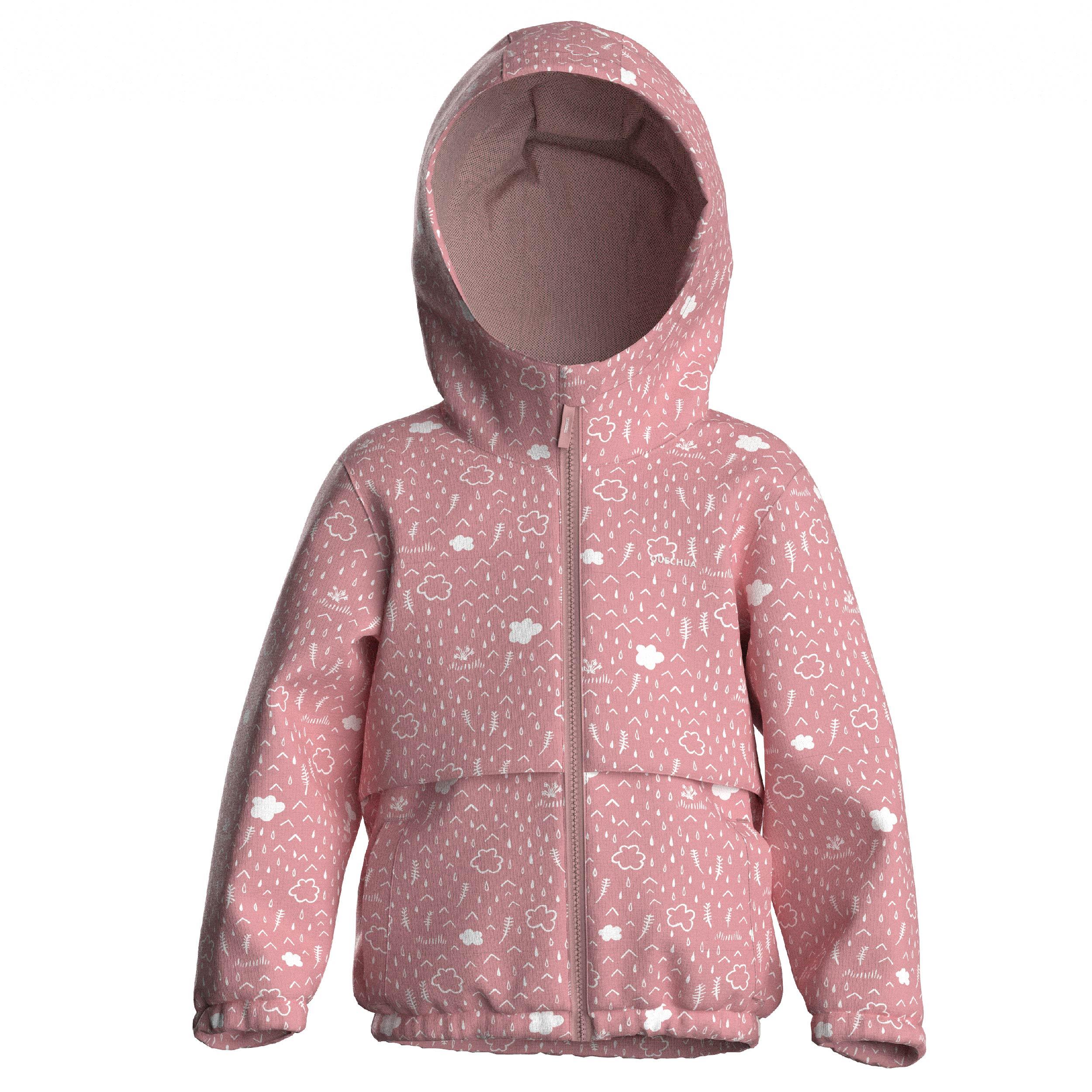 Kids’ waterproof hiking jacket, 2-6 years, MH500 - Pink 10/10