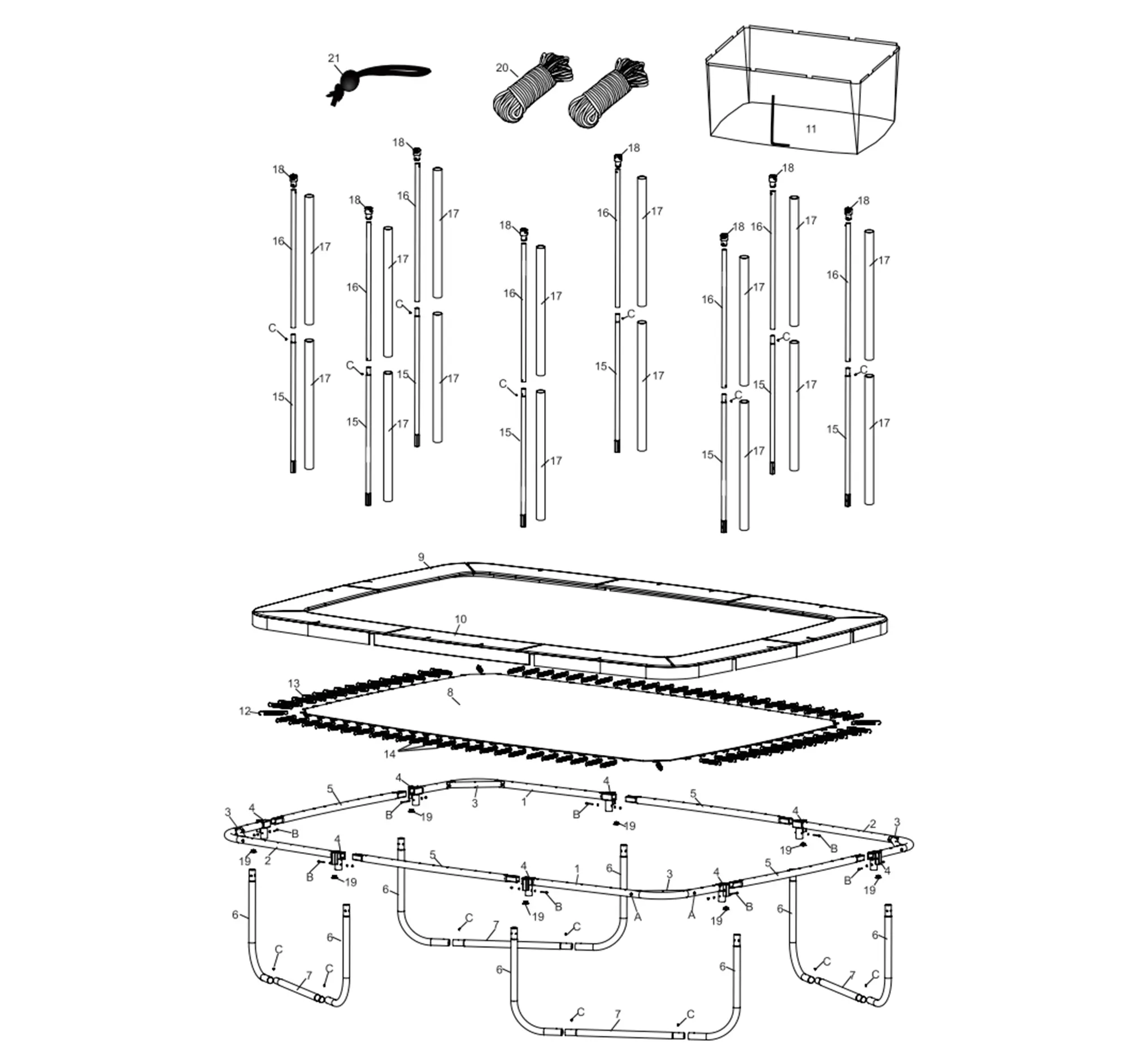 Trampoline Rectangulaire 520 Decathlon Domyos 520: Notice, réparation