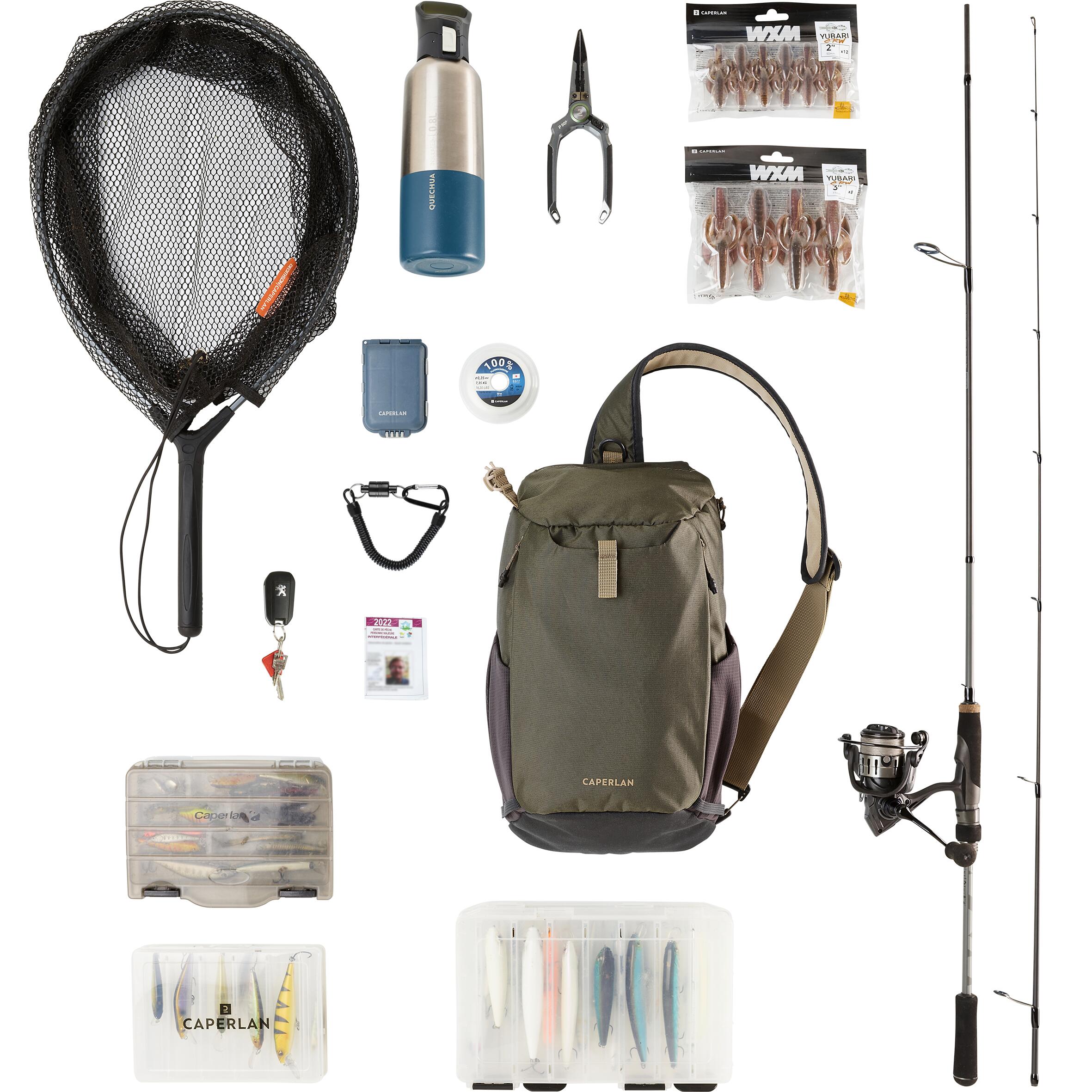 Fishing 9 L shoulder bag - Khaki 100 sling bag 3/8