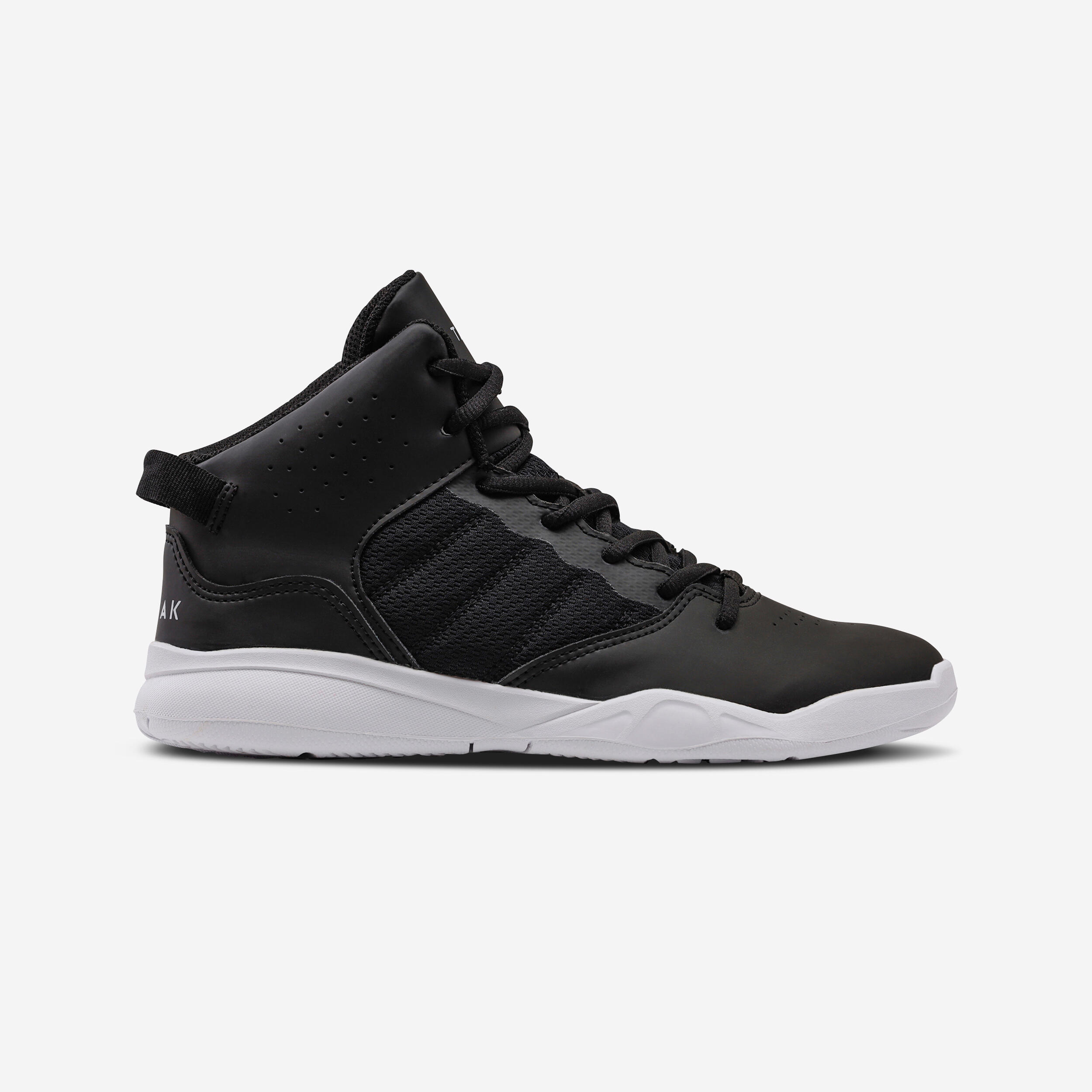 All black high store top basketball shoes