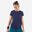 T-Shirt de ténis de gola redonda dry mulher - Essentiel 100 azul marinho