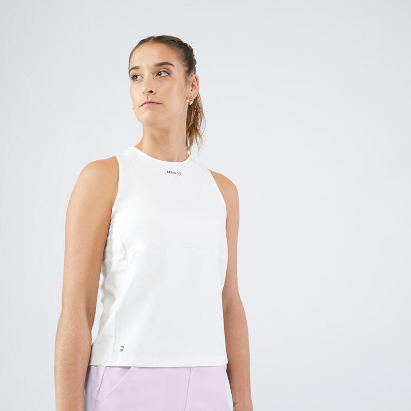 Camiseta sin mangas de tenis cuello redondo dry soft mujer - Dry Blanco Roto