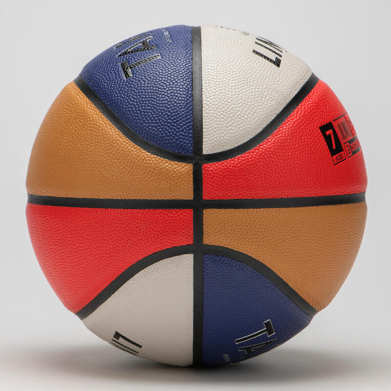 Basketbal maat 7 BT500 blauw rood