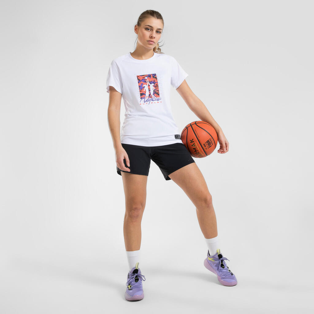 PLAYERA DE BÁSQUETBOL MUJER PERFECCIONAMIENTO - TS500 BLANCO