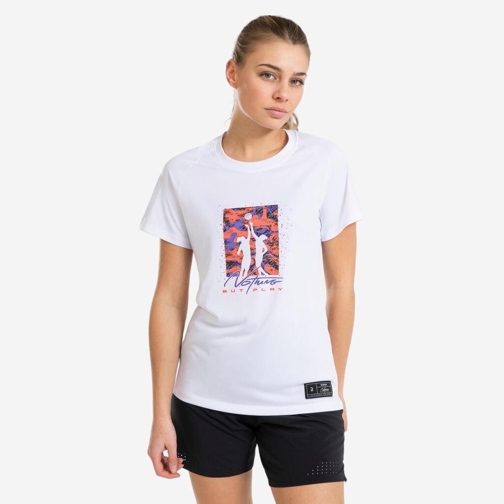 PLAYERA DE BÁSQUETBOL MUJER PERFECCIONAMIENTO - TS500 BLANCO