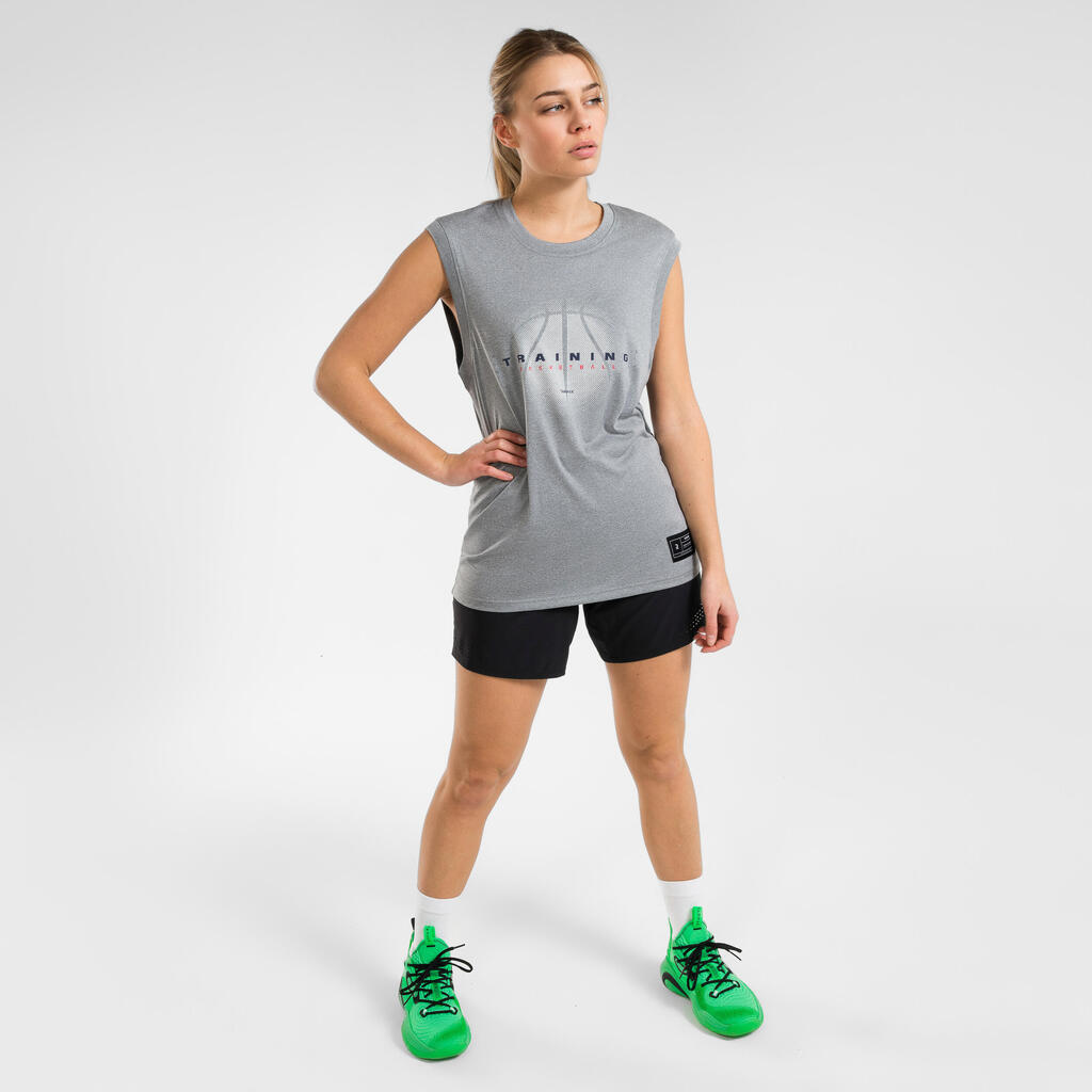 Playera de básquetbol sin mangas gris unisex Fast 500