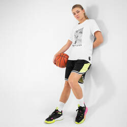 Men's/Women's Reversible Basketball Shorts SH500R - Lemon