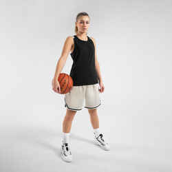 Ανδρικό/γυναικείο σορτς διπλής όψης SH500R για μπάσκετ - Μπεζ/Μαύρο