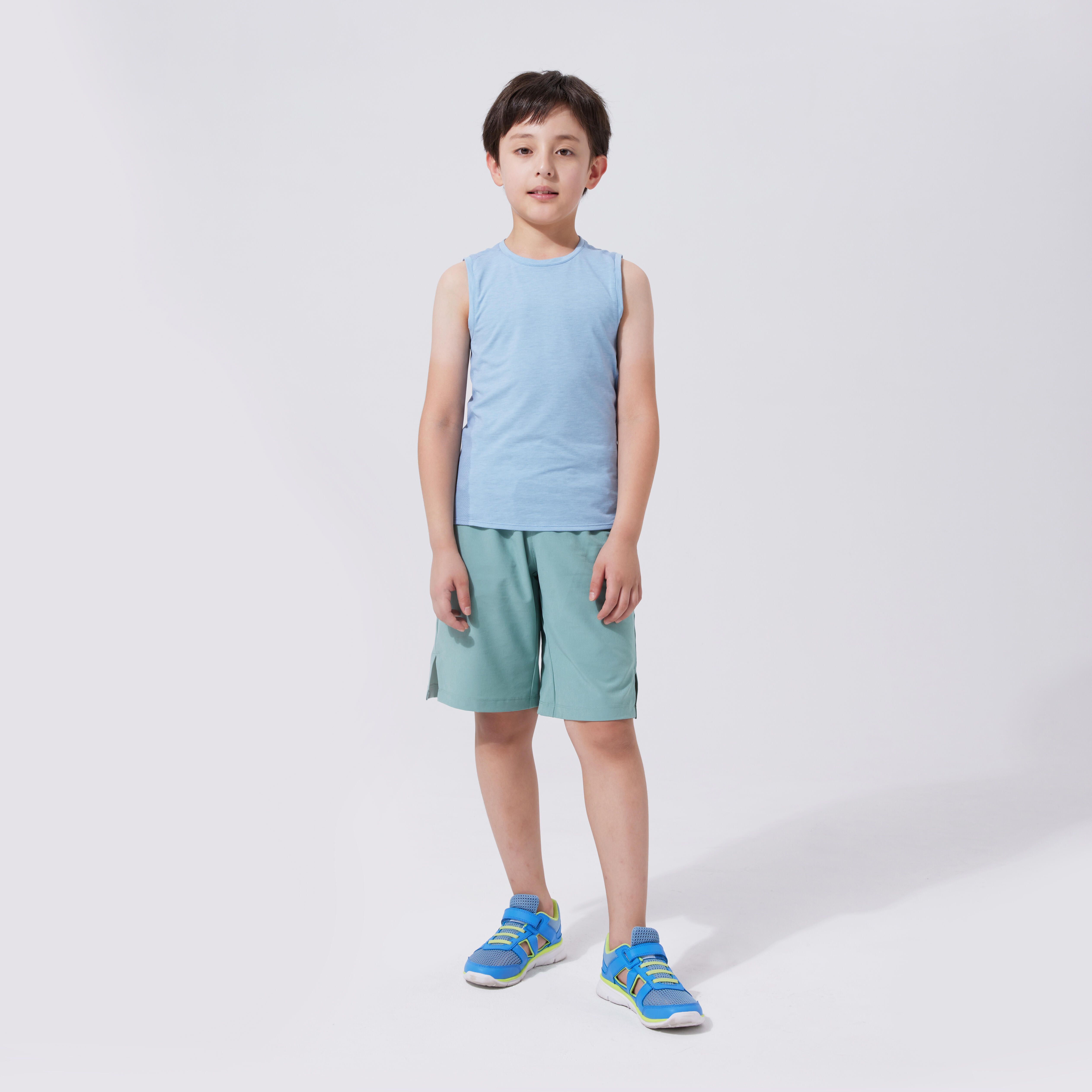 Boys' Breathable Mixed Media Tank Top 500 - Blue