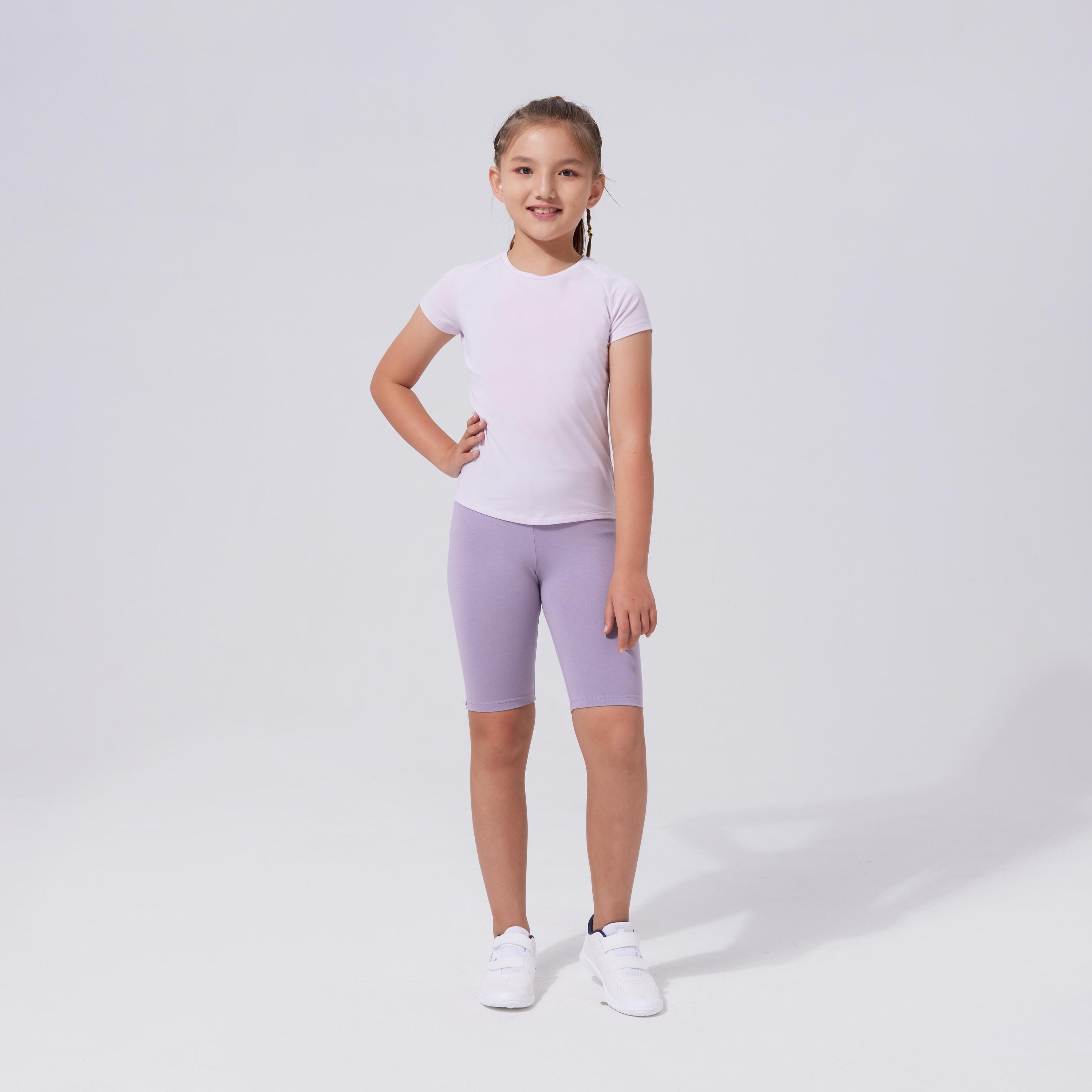 DOMYOS Girls' Cotton Cycling Shorts - Purple