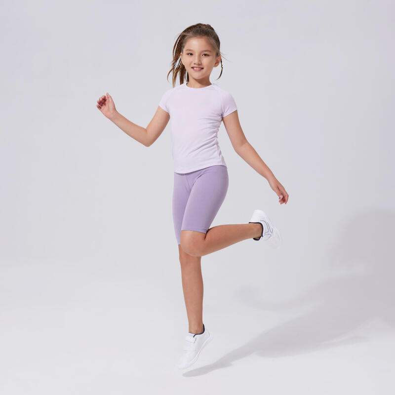 Pantaloncini ciclisti bambina ginnastica slim fit cotone lilla