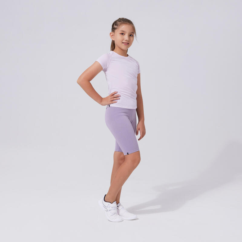 Pantaloncini ciclisti bambina ginnastica slim fit cotone lilla