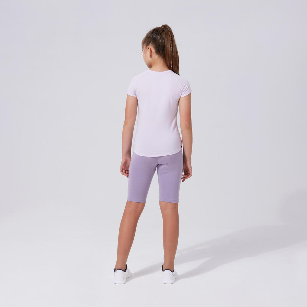 Dievčenské bavlnené cyklošortky na cvičenie fialové